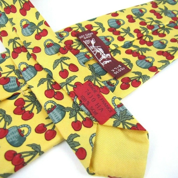 Hermes Other - HERMES PARIS Tie 7430 HA Yellow Red Cherry Fruit